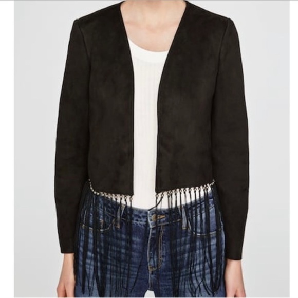 Zara Faux Suede Fringe Jacket - Picture 5 of 5